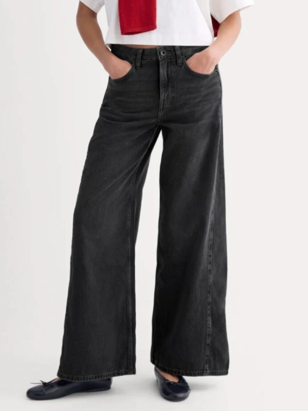 NWT Womens Everlane Paneled Wide-Leg Jean - Twilight - 27R - Black